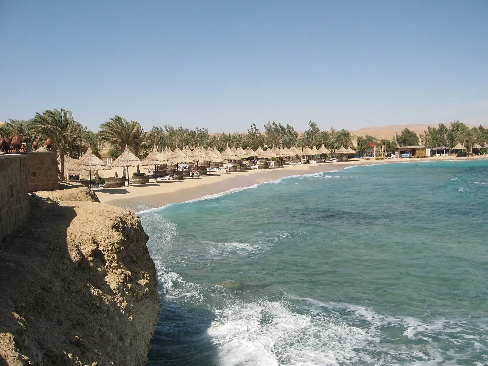 Rocky Red Sea coastline and beach at El Quseir
