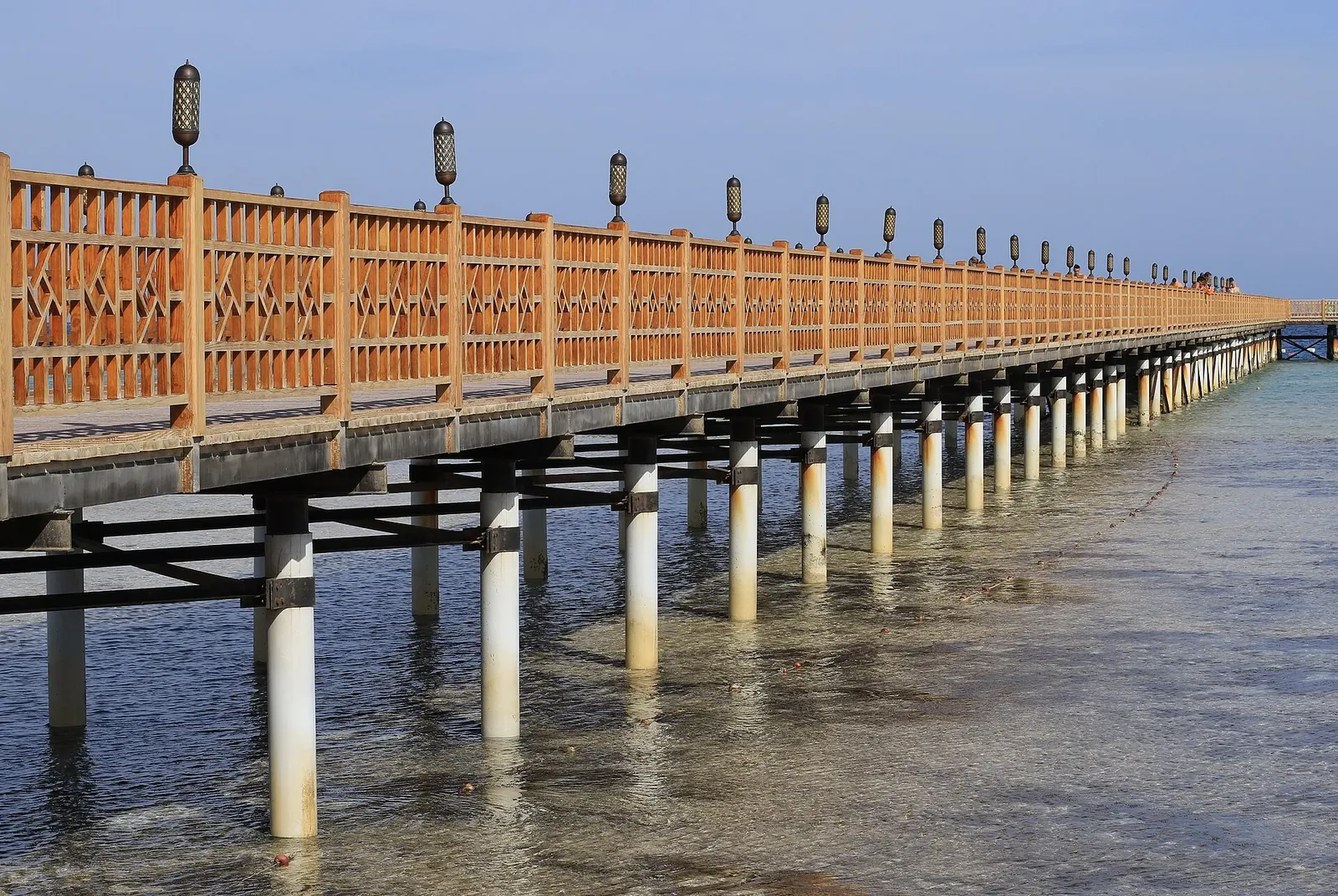 Wooden pier extending into the Red Sea at Makadi Bay
