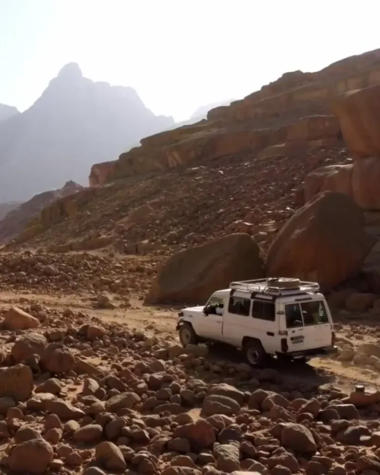 Scorpion Safari vehicle crossing the Red Sea mountains