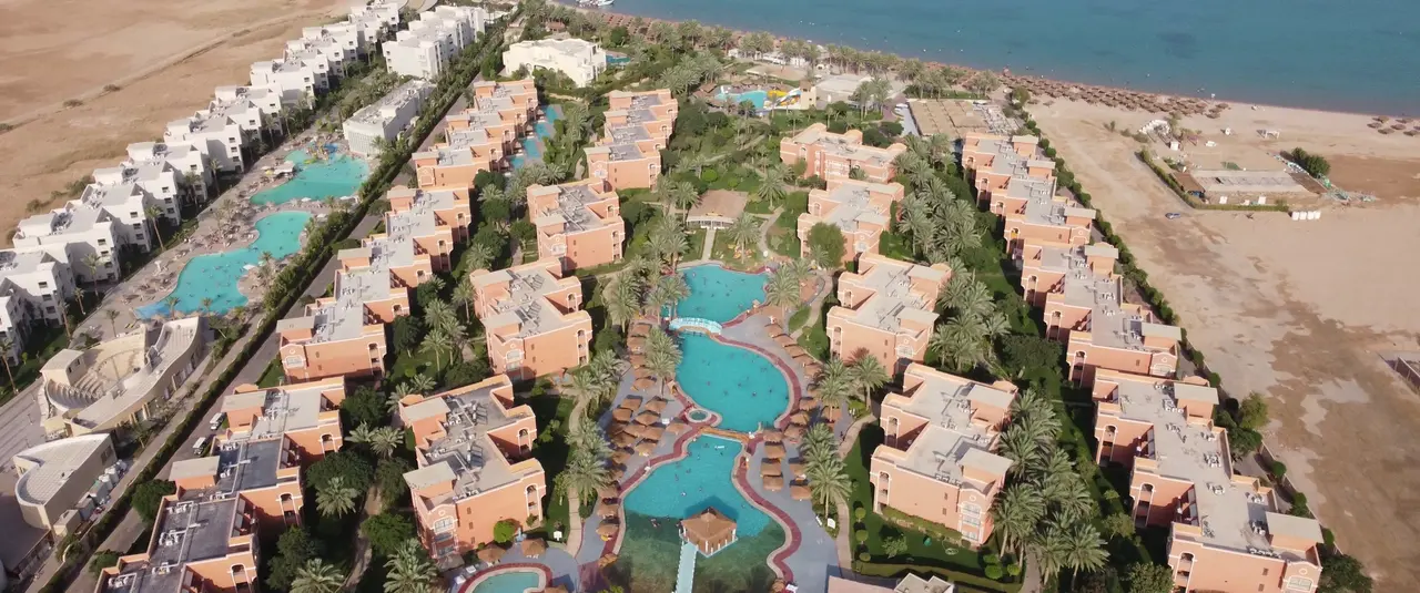 Aerial view of Sentido Caribbean World resort on the Red Sea